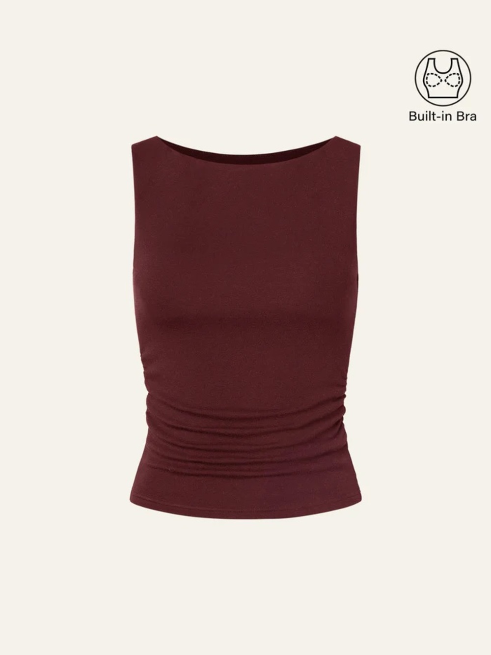 NWT OGL LiteWarm Boat Neck Bra Tank Top in Ruby Red